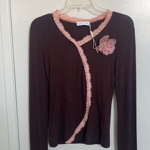 Nwt Lillies brown Viscose lace top
